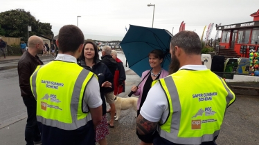 With the street marshals in Woolacombe with Selaine Saxby MP